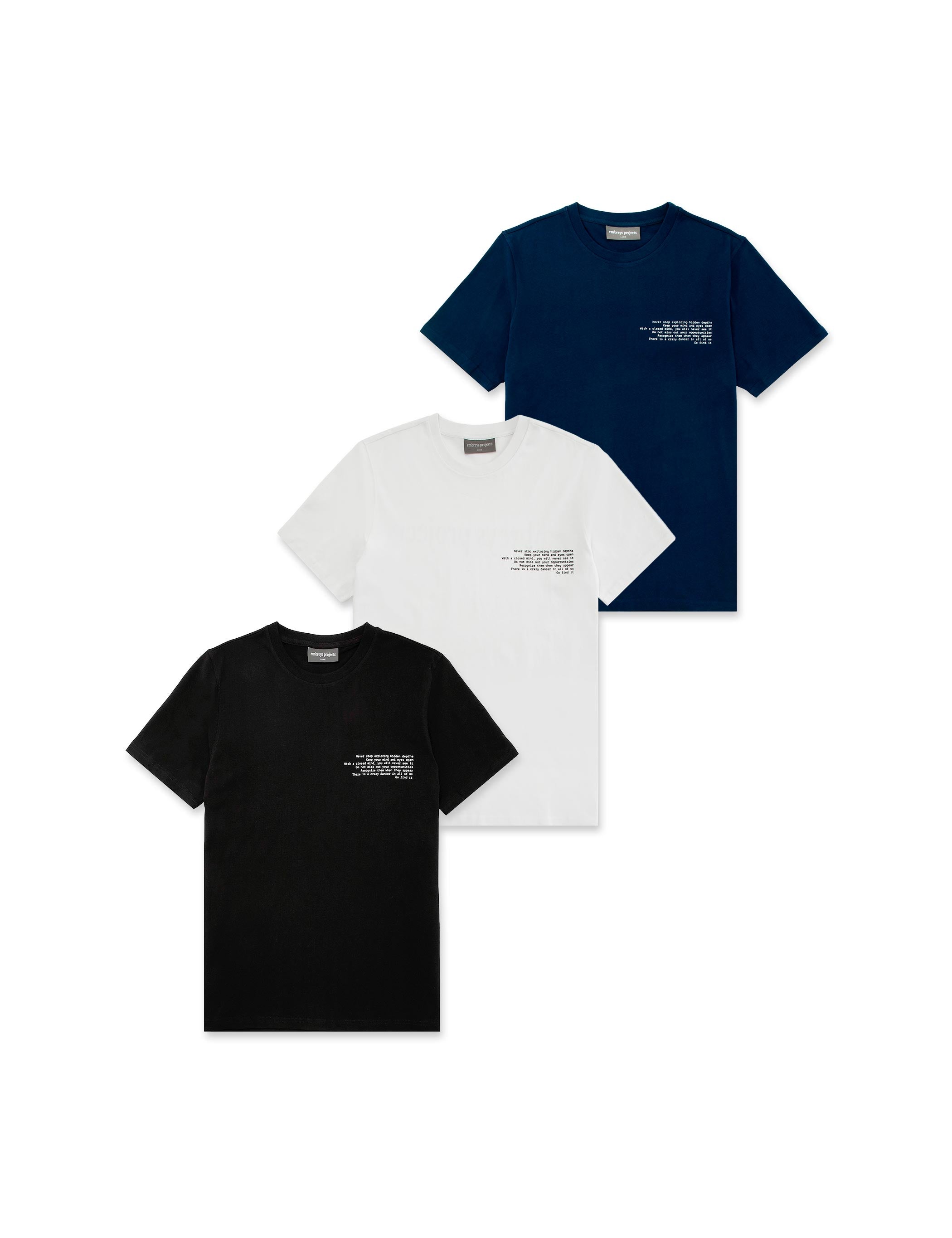 3-PACK ★ MONO SS TEE (sort, hvid & navy) (W) - Embreys Projects